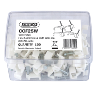 2.5mm Flat White Cable Clips Pack of 100