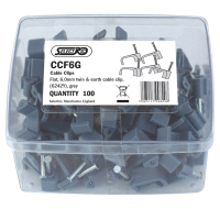 6.0mm Flat Grey Cable Clips Pack of 100 for Twin & Earth Wire