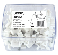 6.0mm Flat White Cable Clips for Twin & Earth Wire