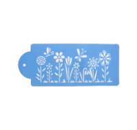 Cake decorating flower meadow stencil for baked goods