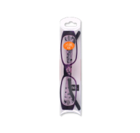 Vibrant purple plastic full-rim reading glasses, plus 1.00