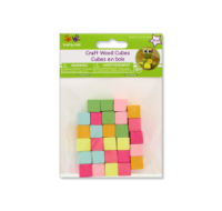 Pastel craft wood cubes, 12mm, 28 pieces