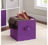 Purple fabric foldable storage cube box
