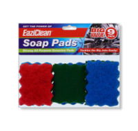 Pack of nine scouring pads with integrated foam.