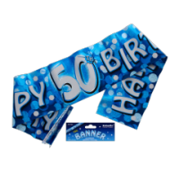 Blue 50th Birthday Holographic Banner