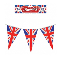 Union Jack triangle bunting with 25 British flags, 7m