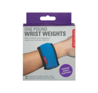 Pack of two one pound wrist weights for fitness.