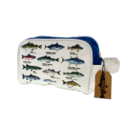 Wash bag with colourful fish identification design