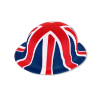 Union Jack Plastic Bowler Hat showing the British flag