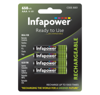 Pack of 4 AAA 650mAh ready to use batteries
