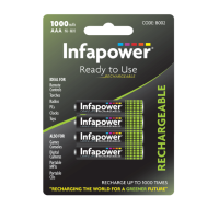 AAA 1000mAh rechargeable batteries ready to use 4 pack