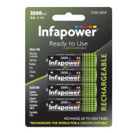 4 pack of AA 2500mAh Ni-Mh rechargeable batteries