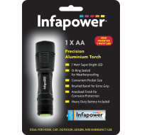 Aluminium 1 Watt LED torch with single AA battery