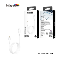 White Lightning to USB-C Cable two metres