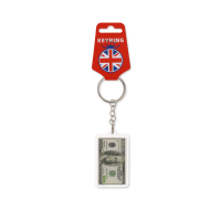 Union Jack keyring with US hundred dollar bill design