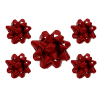 Red matt foil bows for gift wrapping and decorations.