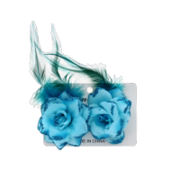 Blue Flower & Feather Hair Clip