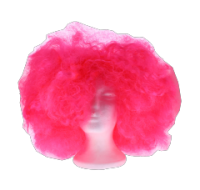 Hot pink wooly hair wig for costume and theatrical use.