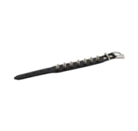 Black Silver Single Studs Leather Bracelet