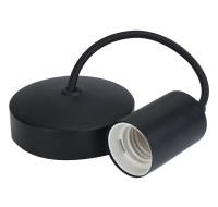 6 inch E27 Contemporary Matte Black Pendant Light with Black Cord