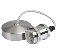 6 inch E27 Vintage Decorative Satin Chrome Light, Silver Cord