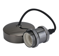 6 inch E27 Vintage Decorative Black Nickel Pendant, Black Cord
