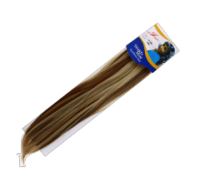Synthetic hair extensions in brown and blonde colourway