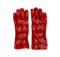 Elegant Red Vine Scroll Oven Gloves Large
