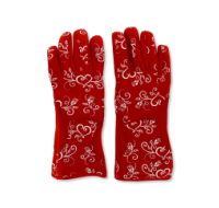 Small Red Vine Scroll Pattern Oven Gloves