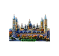Zaragoza City souvenir fridge magnet with landmarks