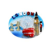 London Attractions Oval Fridge Magnet