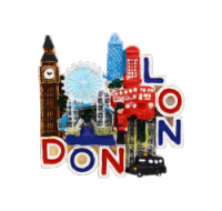London Attractions & Black Cab Fridge Magnet