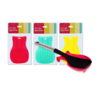 Assorted silicone spoon rest for clean kitchen surfaces