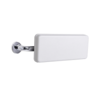 Polished stainless steel padded back rest in chrome and white