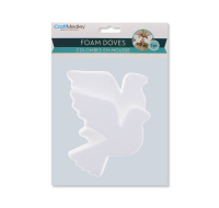 Set of 2 white polyfoam doves 2cm tall