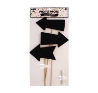 Four chalkboard arrow sticks with chalk for event props