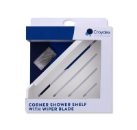 Croydex Corner Shower Shelf and Wiper Blade in white