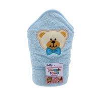 Rysons embroidered blue cotton hooded baby snuggle towel
