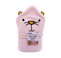 Embroidered Pink Cotton Hooded Baby Snuggle Towel by Rysons