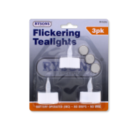 Rysons Flickering LED Tealights 3 Pack for wholesale