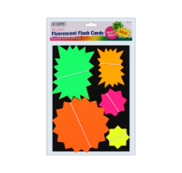 Fluorescent flash cards 50 pack assorted colours and sizes