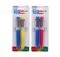 Rysons Ballpoint Pen 10 Colours Pack of 2