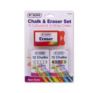 Rysons Coloured & White Chalk Set with Eraser
