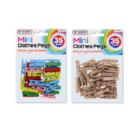Rysons Mini Clothes Pegs Mix Colour & Natural 35 Pieces