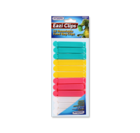 Assorted colour food bag clips in a 12-pack