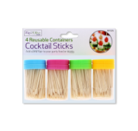 Assorted colour cocktail sticks 4 pack
