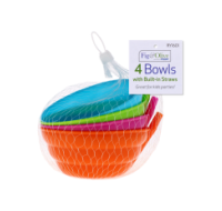Rysons Kids' Cereal Bowls with Straws 4 Pack