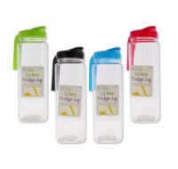 Square 1.2 litre fridge jugs in assorted colours