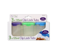 Rysons 135ml Clip Lock Food Storage Tubs 3 Pack