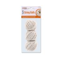 Three spools of white cotton string ball set